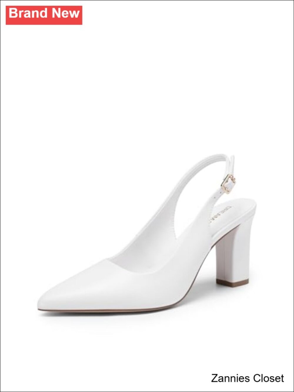 ✨DREAM PAIRS Faux Leather Slingback Chunky Block Heel Pointed Toe Pumps
